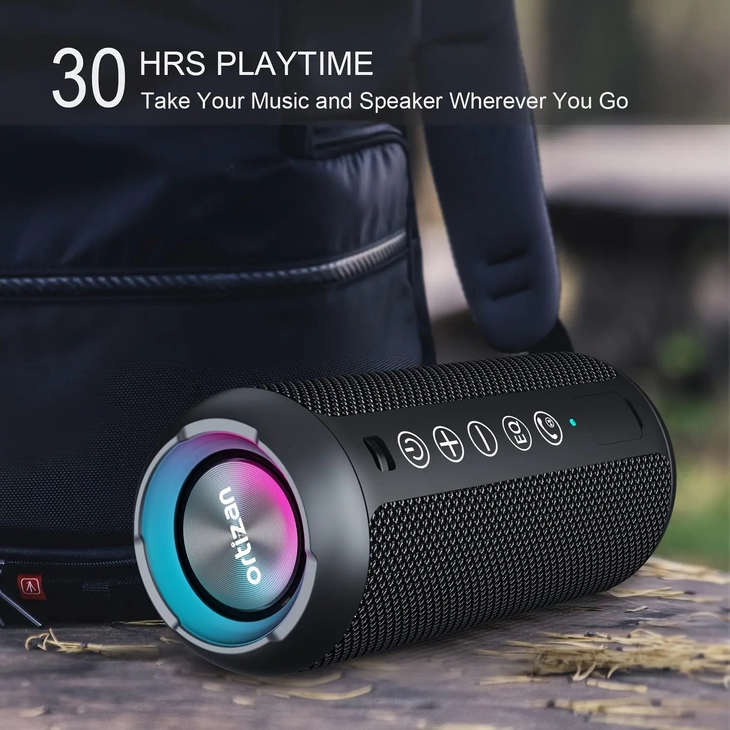 Ortizan 24W Portable Wireless Speakers,Deep Bass, RGB Lights, Dual Pairing, 30H Playtime for Home, Outdoor, Party