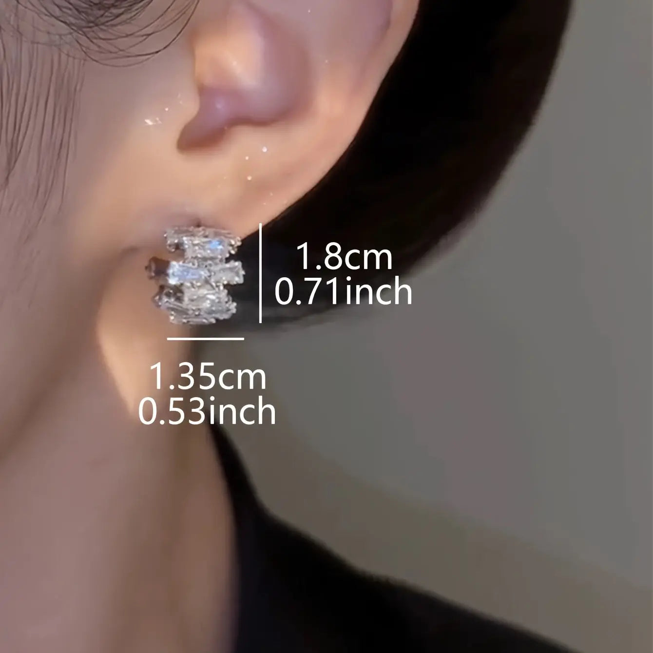 1 Pair Elegant C-Shaped Rhinestone Hoop Earrings for Women – Luxurious Curved Design with Sparkling Clear Gemstones, Perfect for Daily Wear & Parties, High-Quality Sophisticated Jewelry & Novelty Accessories Dropshipman