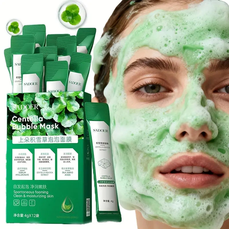 12pcs of Bubble Masks with Hyaluronic Acid Extract, Centella Asiatica Extract, Niacinamide Extract, for Skin Cleansing And Portable Use Dropshipman