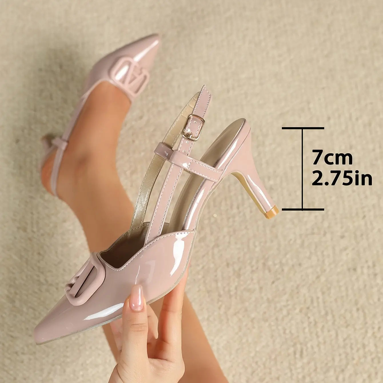 Women's Fashion Slingback Pointed-Toe Stiletto Heels, Elegant Buckled Pumps For Versatile Occasions Dropshipman