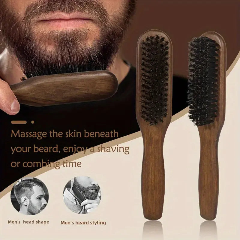 Men Beard Brush Hair Styling Comb Multi-functional Grooming Tool Fine Tooth Design for Even Oil Application for Home Travel Use Dropshipman