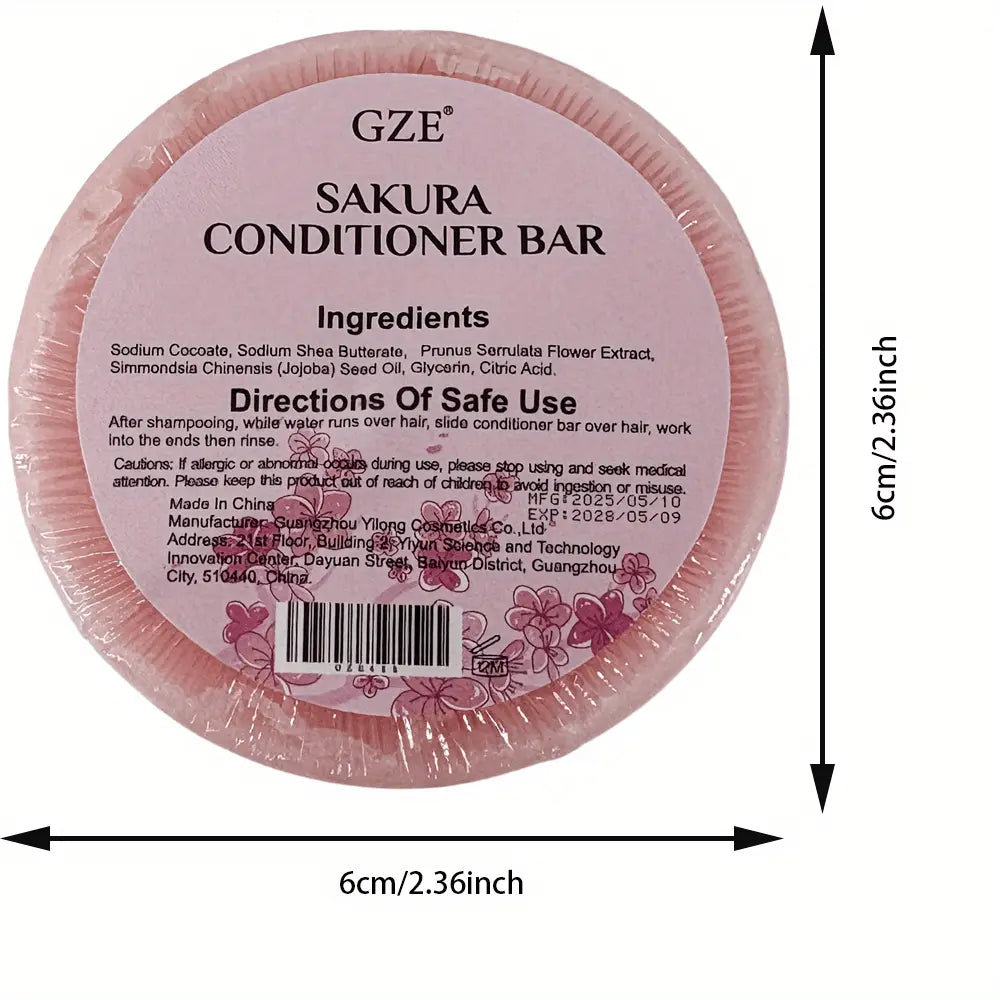 2 Pack GZE Sakura Shampoo Bar & Conoditioner Bar Set Handmade Deep Cleansing Conditioning Hydrating Gentle Soft y for Damaged And Dry Hair Split Ends Fragrance Long Lasting Dropshipman