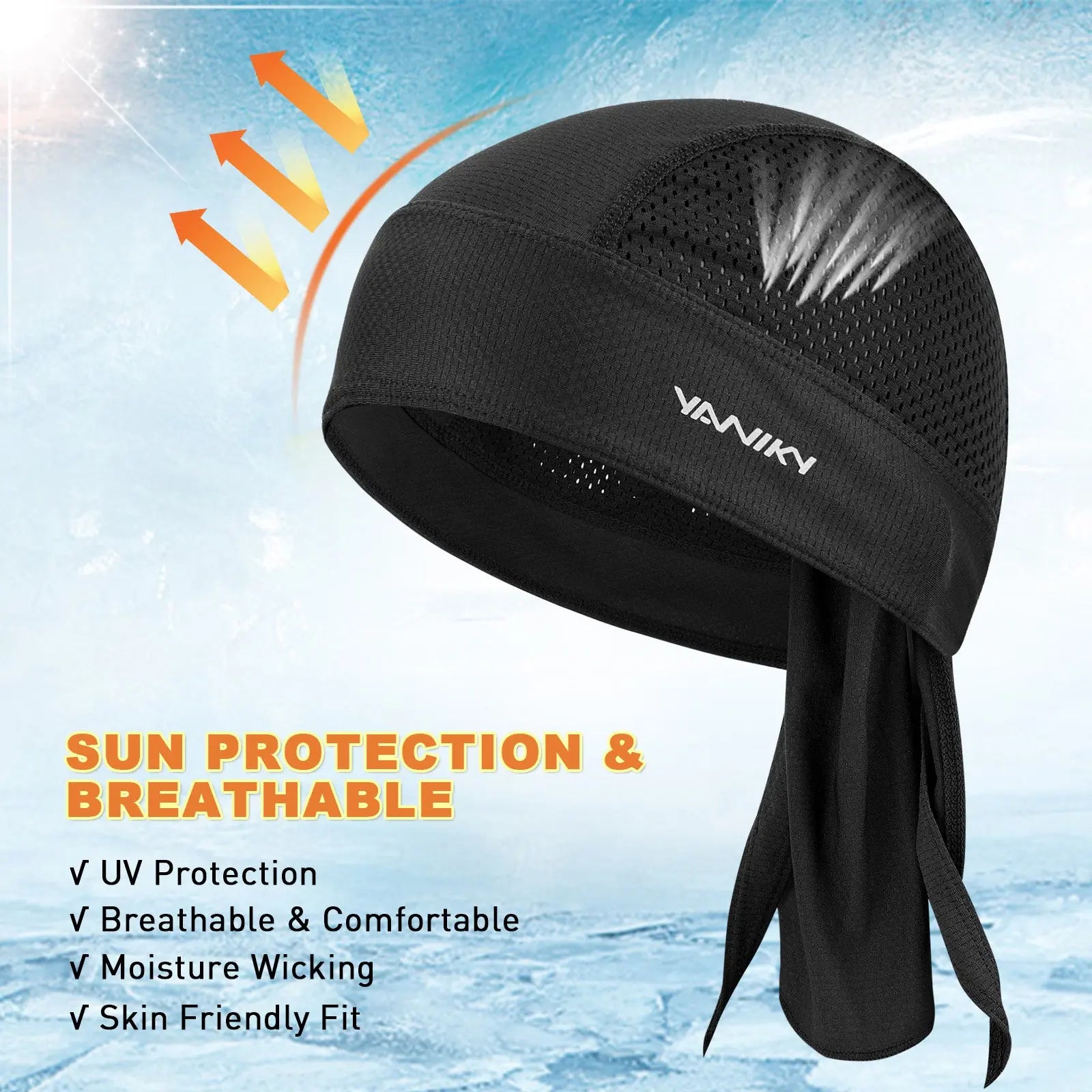 Breathable Elastic Sports Bandana Cap - Moisture-Wicking Headscarf for Men & Women, Summer Running & Biking Hat with Adjustable Fit, Mixed Colors, Hand Washable, Outdoor Sports Accessory, Sleek Headgear, Comfortable Fit Dropshipman