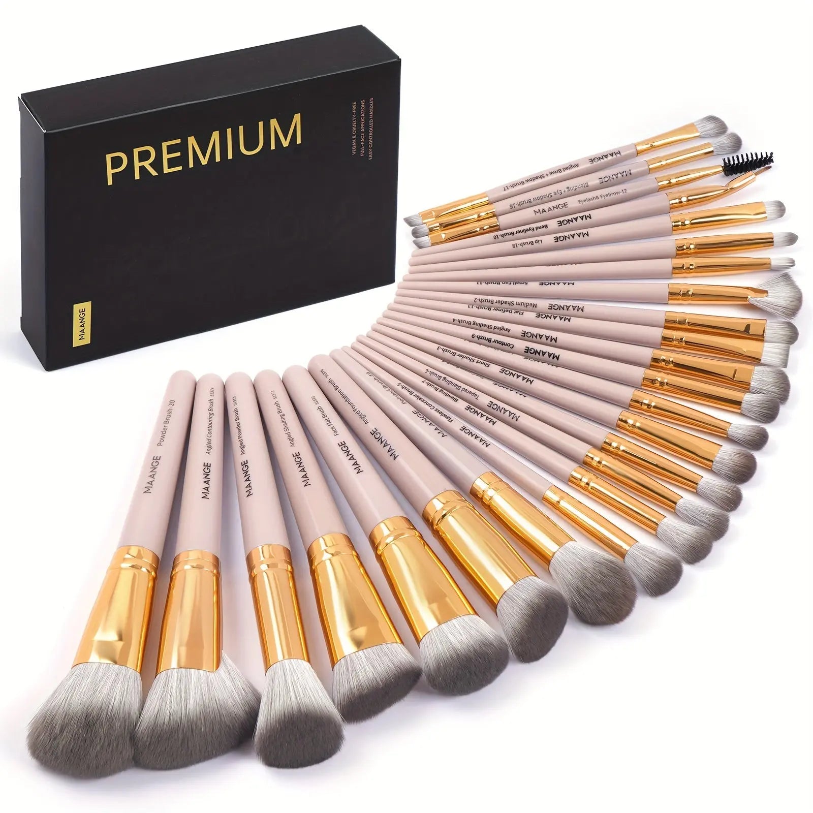MAANGE 25pcs Makeup Brush Set with a Paper Box, Including Blush, Foundation, Eyeshadow, And Concealer Brushes. A Complete Set of Professional Beauty Tools Suitable for Beginners to Create Various Looks Dropshipman