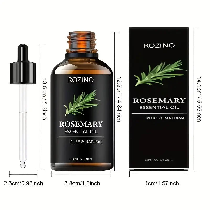 100ml Rosemary Essential Oil | Black Bottle, Unisex-Adult, Hair Care & Moisturizing, Smooths Dry & Rough Hair, Mild Bifurcate Care, Enhances Shine Dropshipman