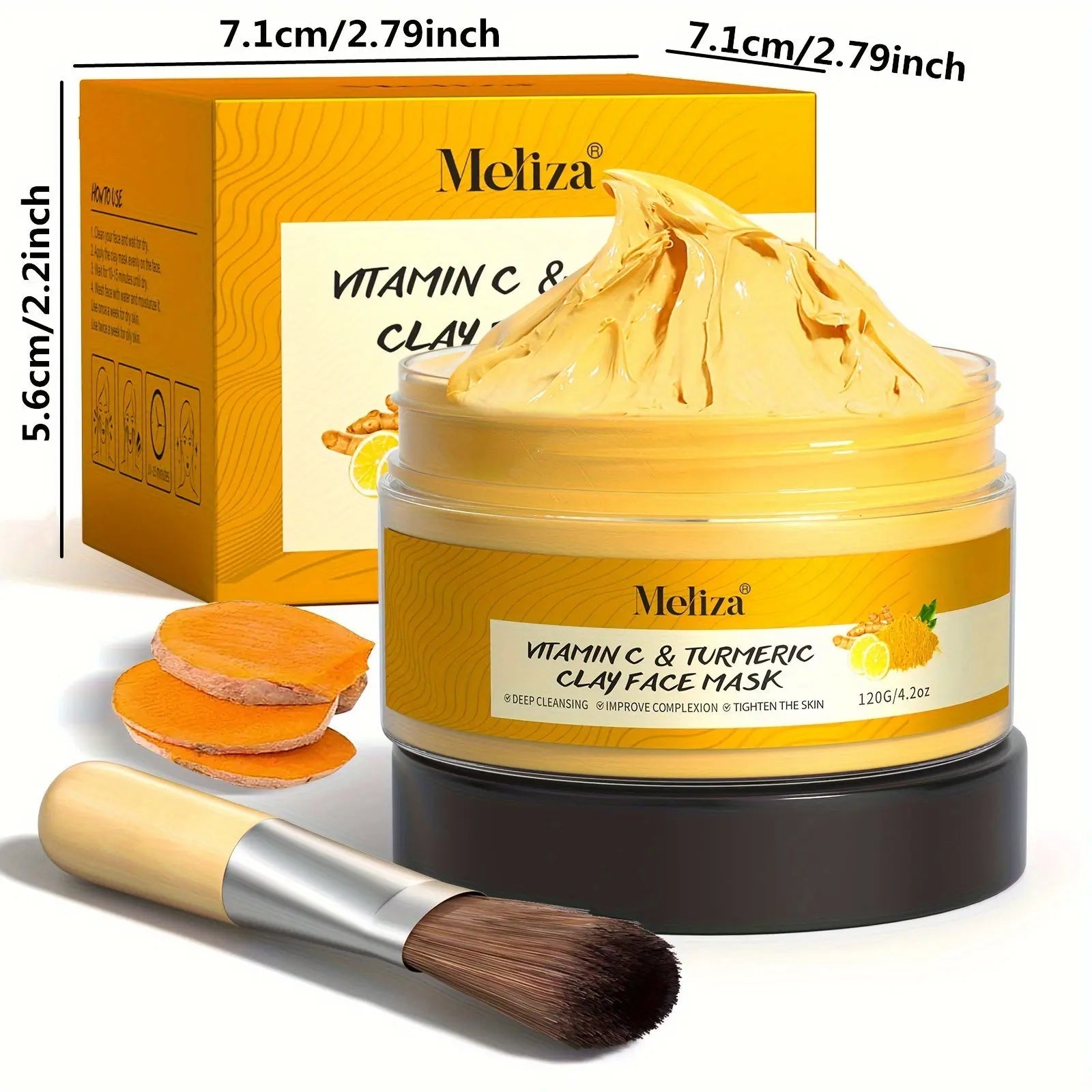 1pc Turmeric Vitamin C Clay Mask | Deep Cleansing, Moisturizing, Suitable for All Skin Types, Lemon Scented, Ideal for Mother'S Day and Valentine'S Day Gifts Dropshipman