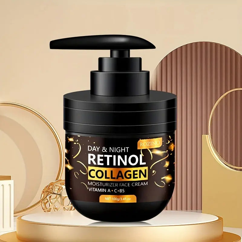 100g Retinol and Collagen Moisturizing Cream in a Black Press-top Can. It Has a Fine and Rich Texture, Moisturizes the Skin, Makes the Skin More Elastic, and Presents a Hydrated and Plump Skin Condition. Dropshipman