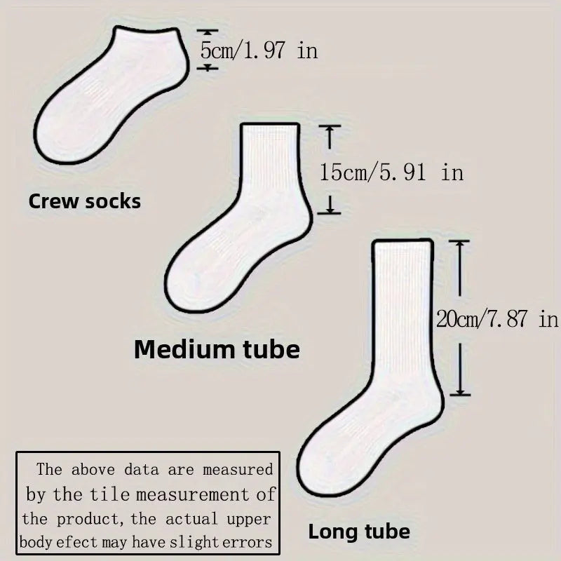 4 Pairs/7Pcs White Socks, Men's Mid-Calf Cotton Crew Sports Basketball Thickened Terry Cloth Long Toe Absorbent Women's/Men Dropshipman