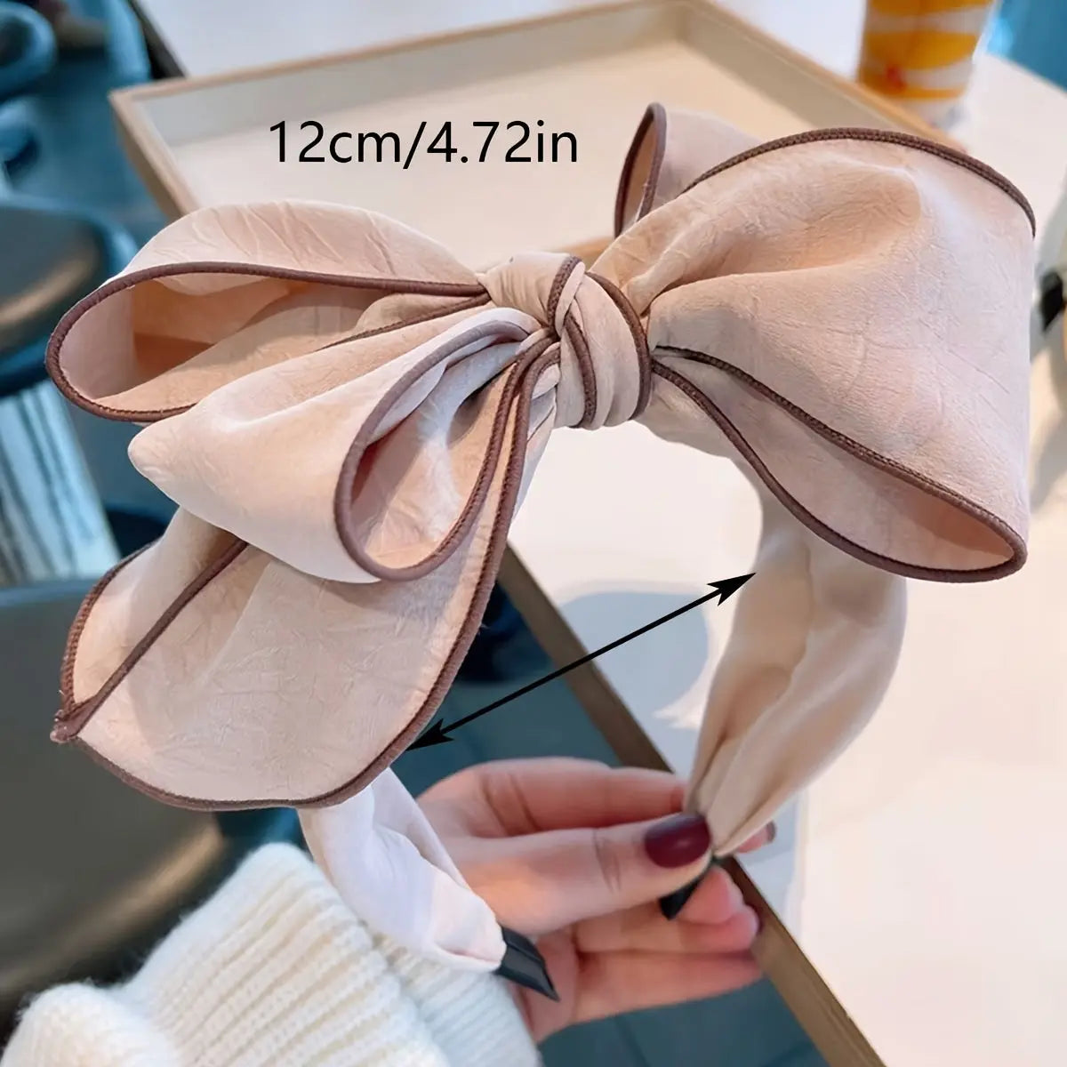 1-Pack Elegant Minimalist Large Bow Hairband | Soft Wide Headband for Daily Use, Solid Color, Plastic Support Dropshipman