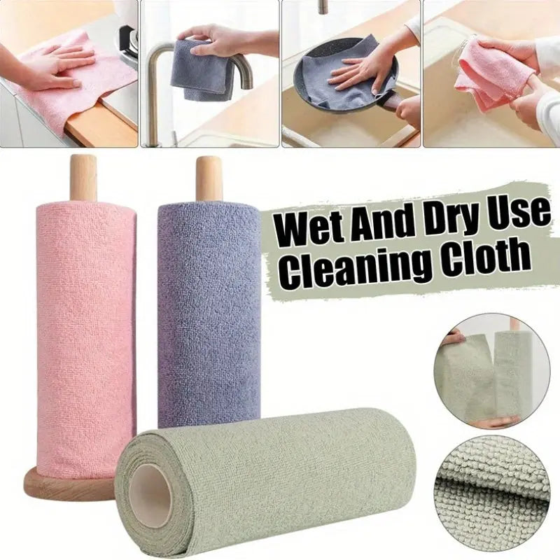 1 Roll (4m Length) Reusable Cleaning Cloths Suitable, Wet Wipes, Dish Towels - Washable & Reusable Wet Wipes with Perforated Tear-Off Sheets,, Multipurpose Cloth for Dishes, Spills, Household Cleaning Dropshipman