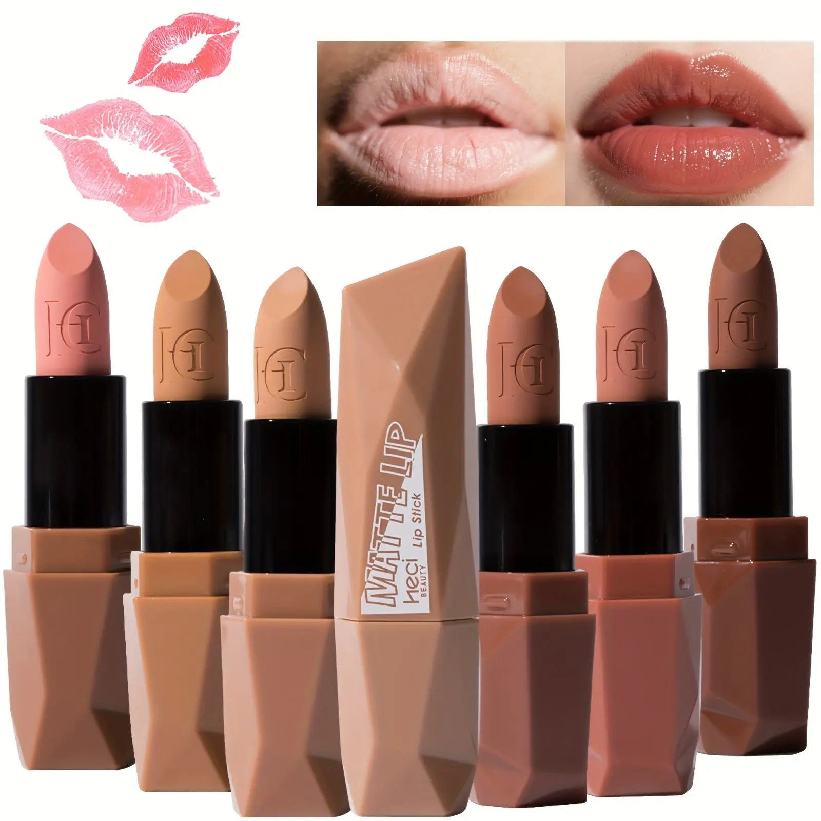 6pcs Matte Velvet Lipstick Set - Light & Shimmery Colors, Enriched with Vitamin E, Plant-Based Formula, Moisturizing & Hydrating, Non-Sticky & Non-Removal, Berry Tones/burgundy Color, Makeup Essentials Dropshipman