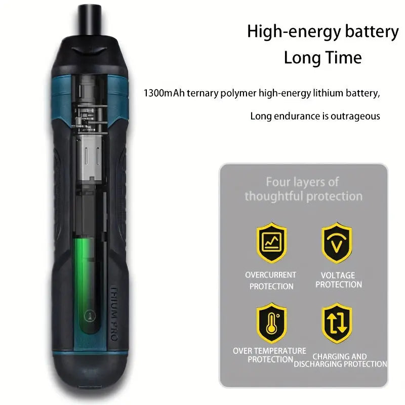1 Set of Torque-adjustable Straight Handle 3.6V Electric Screwdriver, Small Multi-functional Disassembly and Tightening Screwdriver with Lithium Battery Dropshipman