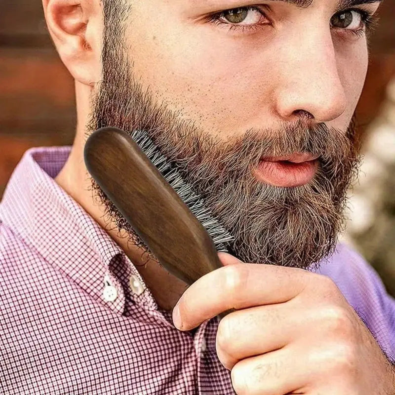 Men Beard Brush Hair Styling Comb Multi-functional Grooming Tool Fine Tooth Design for Even Oil Application for Home Travel Use Dropshipman