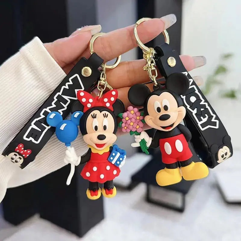 Anime Disney Keychain Wholesale Mickey Mouse Minnie Lilo & Stitch Doll Keyring Ornament Key Chain Car Pendant Kid Toys Gifts Dropshipman