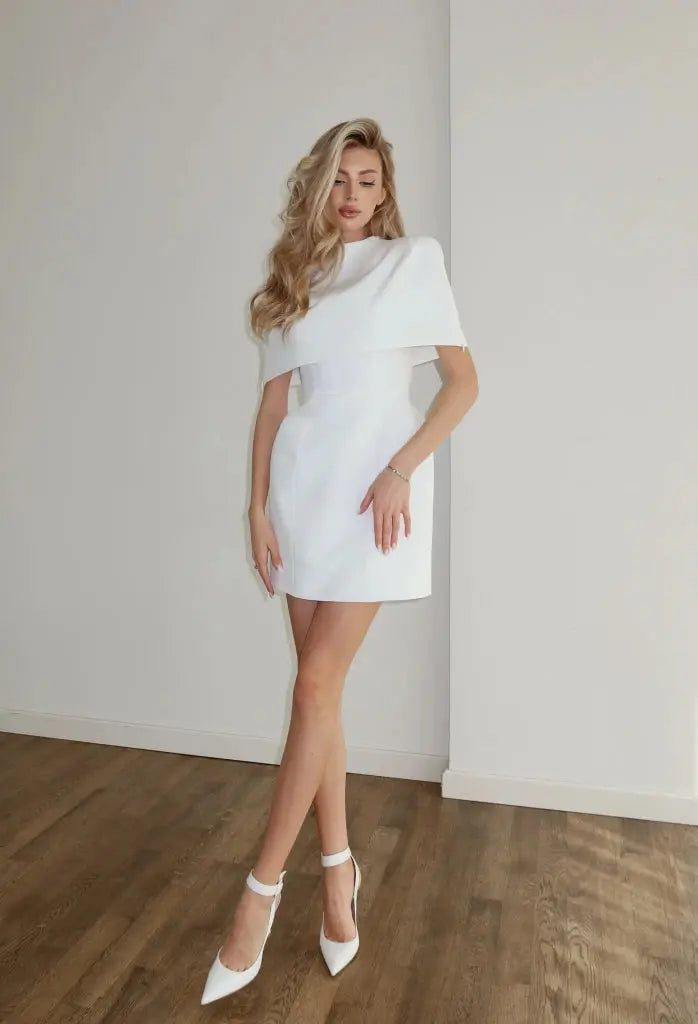 Solid Shawl Mini Dress Women Elegant Square-neck Waist Cinching Sleeveless Slim Short Dresses Lady 2025 New Vacation Party Gowns Dropshipman