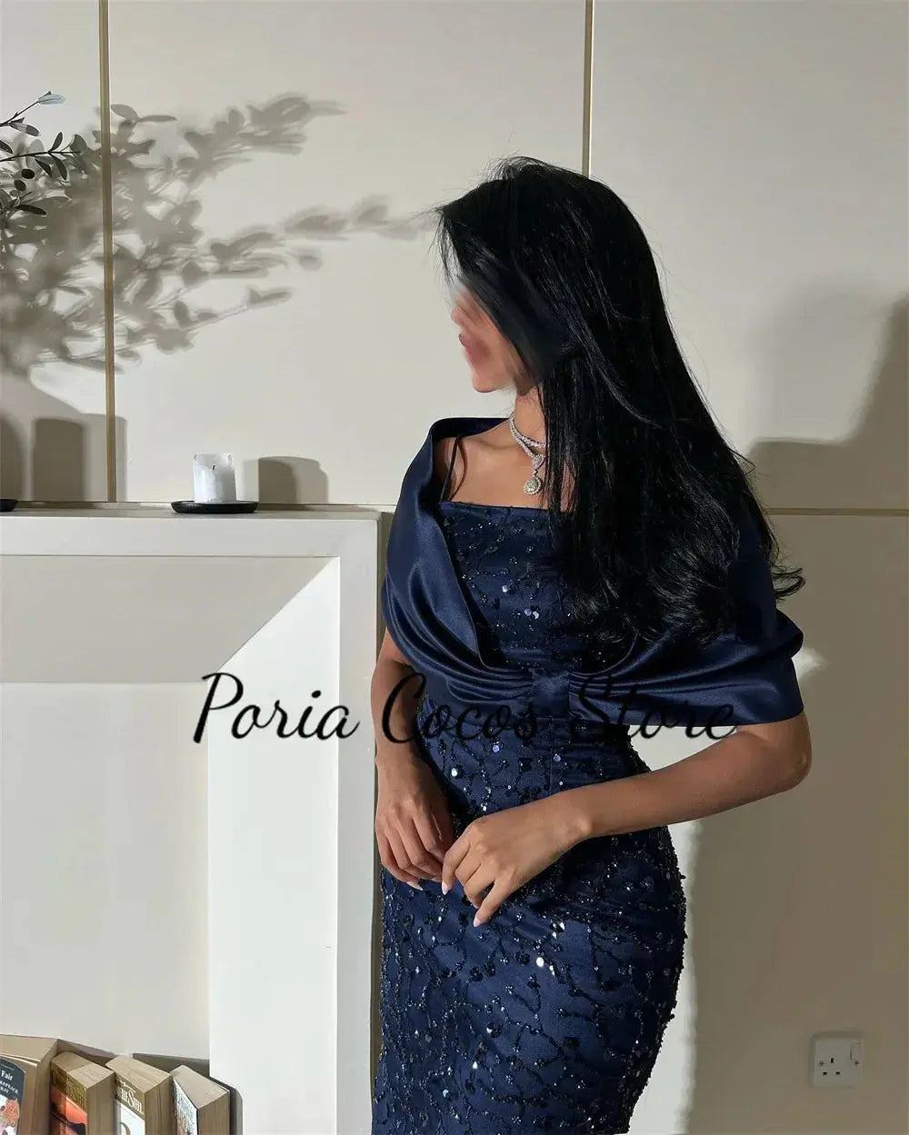 Customized Temperament Prom Gown for Women Mermaid Off The Shoulder Ankle-Length Straight Sequin Lace Evening Party Sexy Dresses