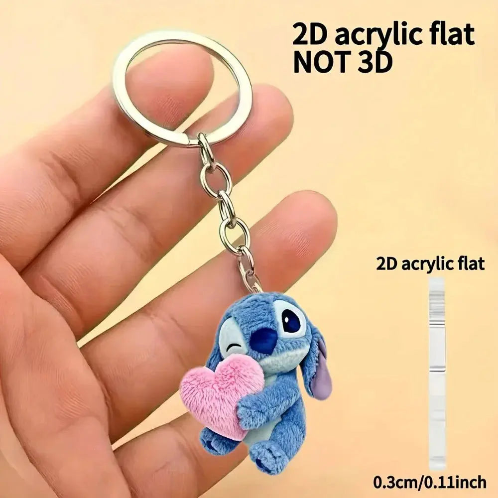 Disney Licensed Stitch Acrylic Ornament - Heart Shape Keychain for Bags/Car Keys, Holiday Gift for Valentine/Christmas/Birthday Dropshipman