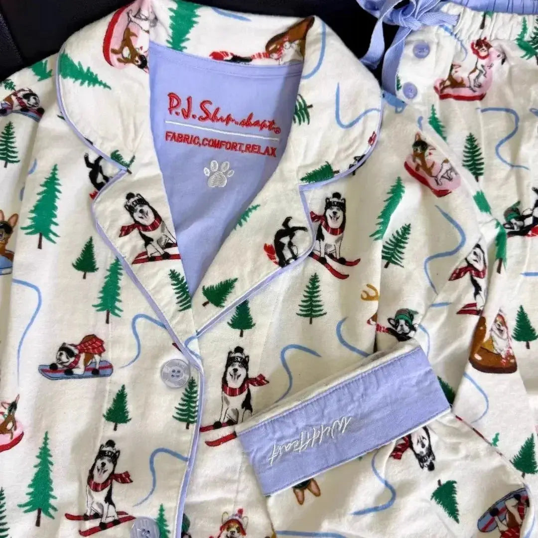 Loungewear Home Clothing Fashion Cartoon Pjs Women Soft Cotton Sleepwear Pjamas for Women 2Pcs Long Sleeve Nightwear Autumn New