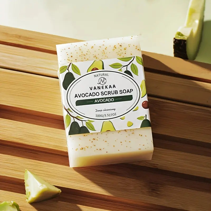 100g Avocado Scrub Soap | Handmade Soap for Deep Cleansing, Helps Skin Smoothness, Suitable for Facial and Body Care, Unisex, Contains Jojoba Oil, Fresh Scent, All Skins Friendly Dropshipman