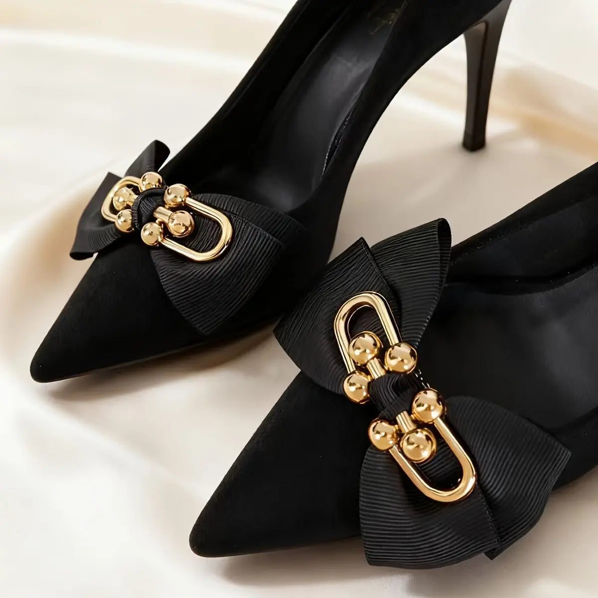 1 Pair Detachable Shoe Charms with Metal Clasp - Black Shoe Accessories, Bow & Clip-On Charms for Sneakers, Boots, s - for &, Easy to Attach/Remove, Durable Shoe Decorations for Back-to-/Graduation