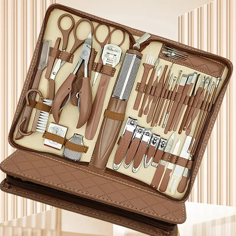 42pcs Professional Manicure & Pedicure Set - Stainless Steel Nail Clippers, Cuticle Nippers, Grooming Tools with Portable Travel Case, Nail Tech Supplies, Beauty Tools