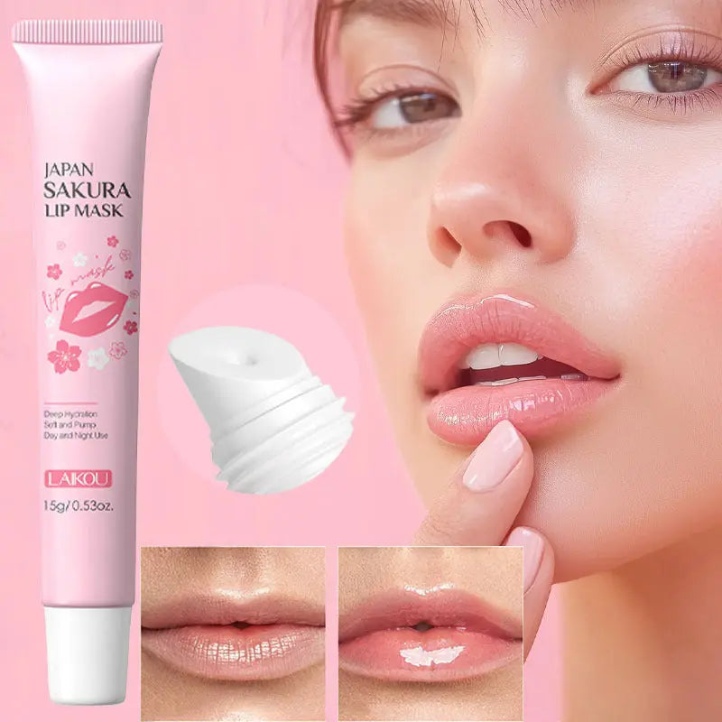 15g Sakura Lip Mask with Vitamin C&E - Gloss Lip Balm Suitable for Dry, Chapped Lips - Moisturizing Winter, Hydration for Soft Lips, Vitamin-Enriched Lip Care for Weather & Lip Care Routine Dropshipman