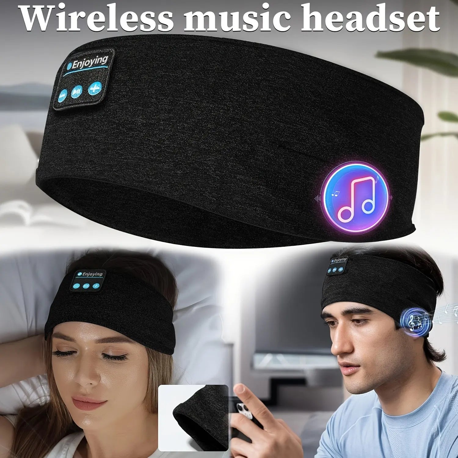 Wireless Sleep Headphones with Wireless, Designed As a Sports Headband Featuring Ultra-Thin HD Stereo Speakers, Ideal for Sleeping, Exercising, Jogging, Yoga, Dealing with Insomnia, Air Travel, And Meditation Dropshipman
