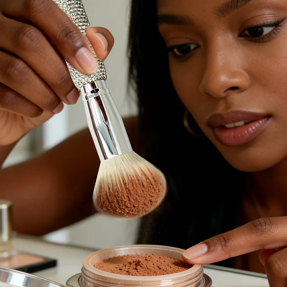 Princess Rose Luxury Diamond Foundation & Setting Powder Brush | Multi-Functional, Smooth Application with Soft Goat Hair, Ideal for Beginners and Professional Makeup Artists, Portable for Travel Dropshipman