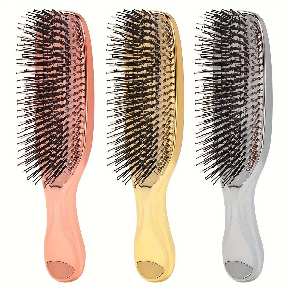 1pc Electroplated Hairdressing Comb Scalp Massage Air Cushion Comb Anti-static Hairdressing Comb With Gift Box Dropshipman