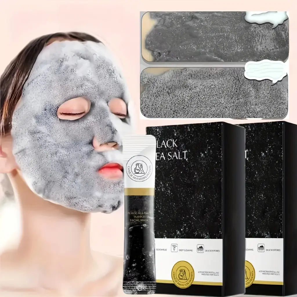 12 Packs/Box of Black Sea Salt Bubble Masks - Suitable for Both Men And Women - Apply-On Foaming Mud Mask - Individually Packaged - Travel-Friendly Dropshipman