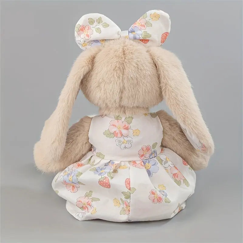 14" (35cm) Plush Bunny Doll with Pastel Floral Print Dress - Soft Rabbit stuffed Animal, Bunny Toy for Easter, Christmas, Valentine's Gift - Beige Base for Girls & Adults Decoration or Keepsake, Bunny Stuffed Animal, Keepsake Gift, Adorable Plush, Soft T Dropshipman