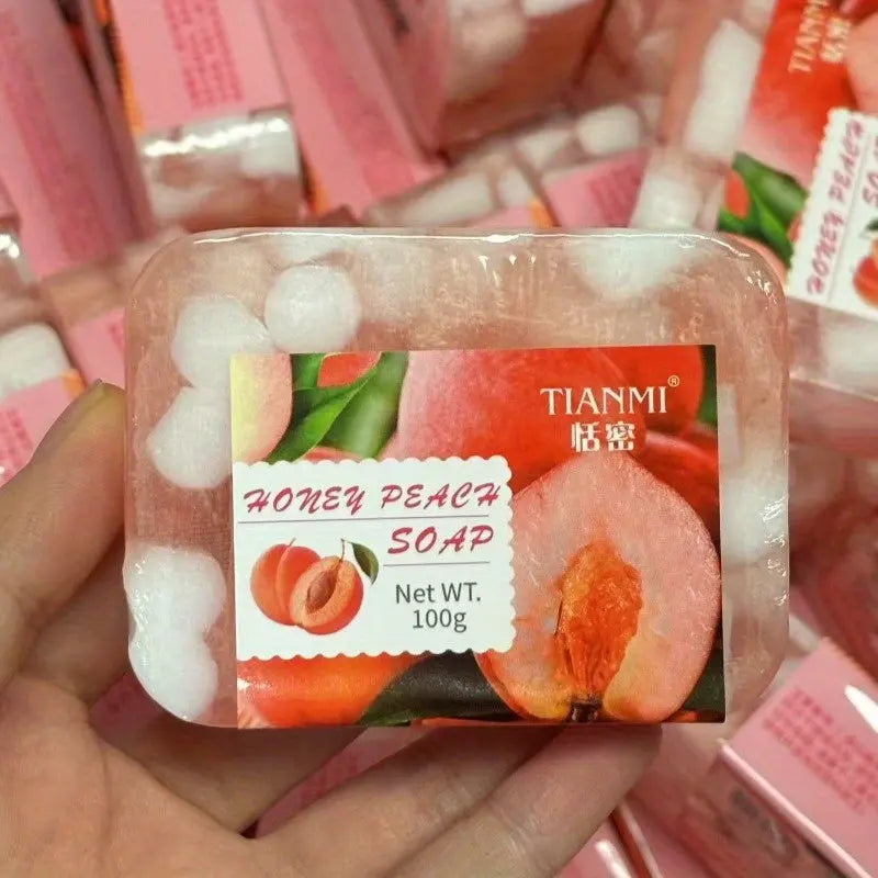 100g Peach Fragrance Soap, Gentle Handmade Essential Oil Jelly Bar for Deep Cleansing, Suitable for Face and Body, Unisex Dropshipman