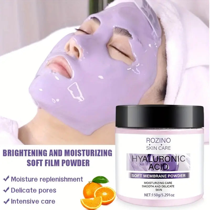 150g Hyaluronic Acid Soft Mask Powder Moisturizing Facial Mask, Containing Vitamin C, Lifts and Firms the Skin, Facial Fine Lines, Improves Aging Marks and Dullness, Suitable for Dryness During Seasonal Changes, Unisex.
