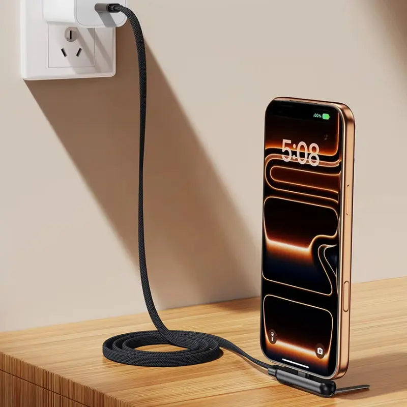 240W PD Fast Charging Cable | Type-C to Type-C, 360-Degree Rotatable Adjustable Metal Bracket, Fully Compatible with Mobile Phone Charging Cables, Copper-Clad Aluminum Wire