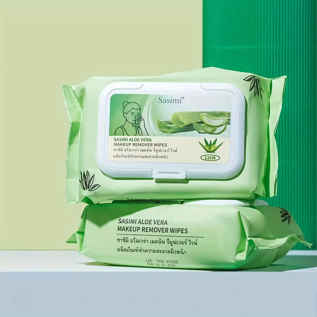 120 Aloe Vera Makeup Remover Wipes, Deeply Cleans Without Residue, Gently Moisturizes And Is Non-Irritating. One Wipe Removes for all Makeup, Providing Instant Cleanliness, Easy to Carry, Suitable for All Light Beige Skin Types Dropshipman