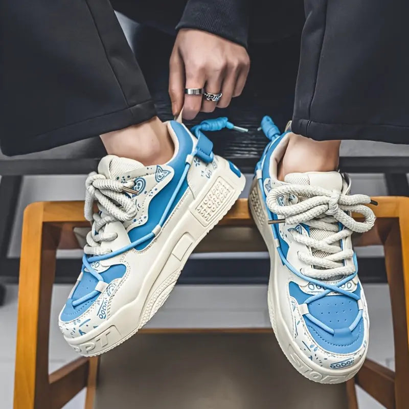 1 Pair Men'S Casual sneakers | Comfortable and Stylish, All-Season Wear, Geometric Design, Suitable for Walking, Running, Travel, Skateboarding, Large Sizes Available, Durable and Lightweight Dropshipman