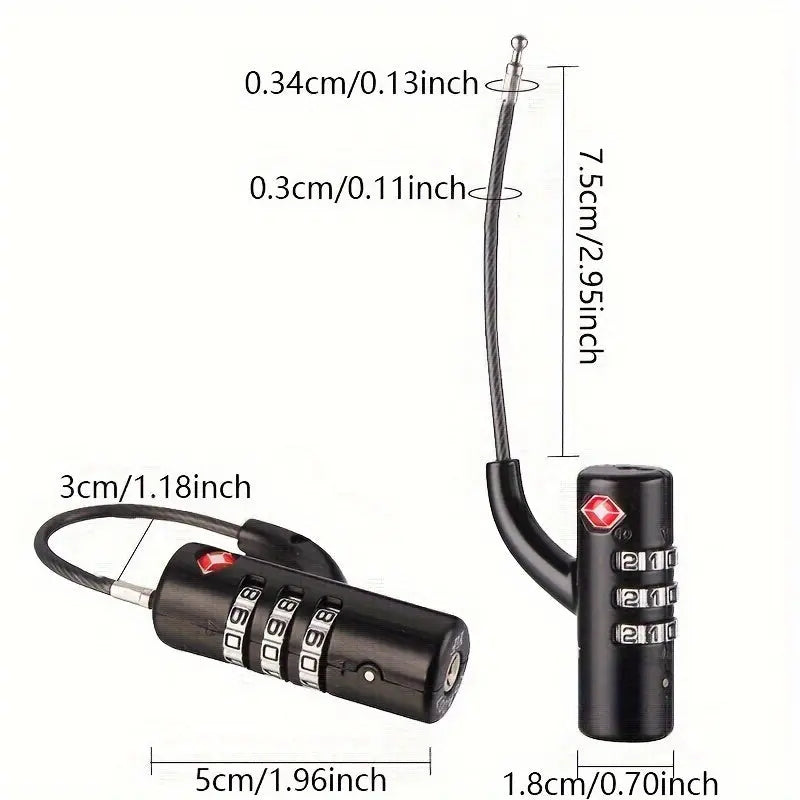1pc TSA Customs Lock TSA Luggage Combination Lock Wire Rope Luggage Combination Lock Suitcase Padlock Dropshipman