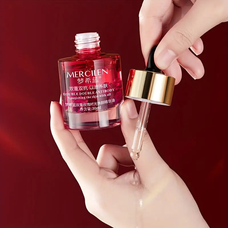 100% Pure Rose Essential Oil and Petal 30ml, Contains Vitamin E, Plant Squalane, Mild and Non-irritating Formula, Tightens and Moisturizes Skin Skincare, Make Skin Younger Looking, Suitable for All Skin Types