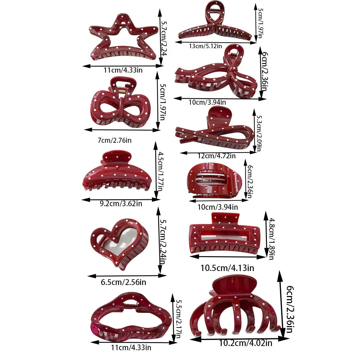 Set of 4 Elegant Red Polka Dot Hollow Hair Clips for Women And, Perfect for Half-Up Hairstyles. Ideal for Weddings, Parties, And New Year Celebrations, These Versatile Additions Add a Touch of Sophistication Dropshipman