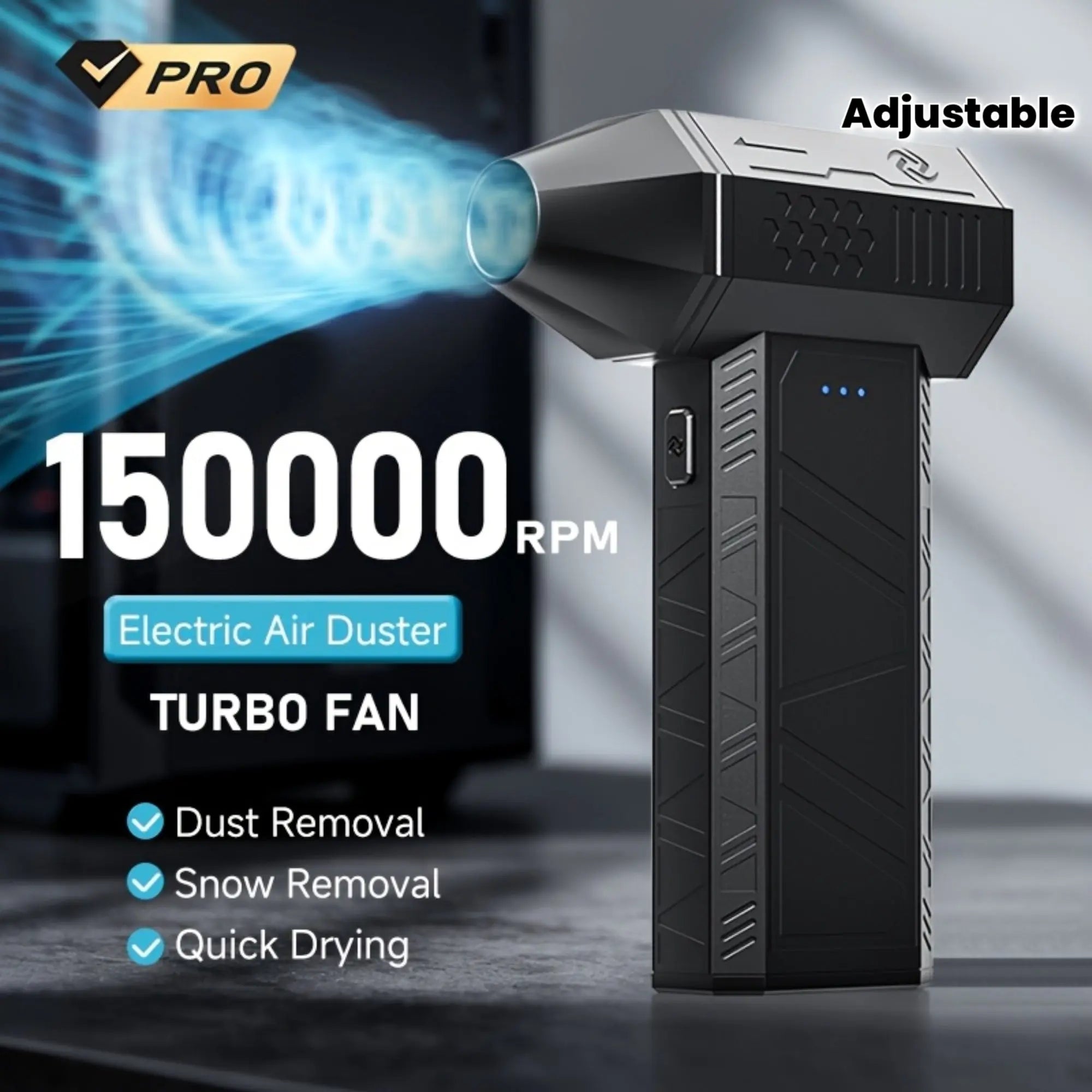 150000/RPM High-Speed Turbo Fan | Handheld Dust Blower with USB, Adjustable Wind Speed for Dust, Charcoal, Leaves, Quick Cooling, Button Control, Ideal for Camping, Computer/Keyboard Cleaning, Gift for Men, Christmas Present Dropshipman