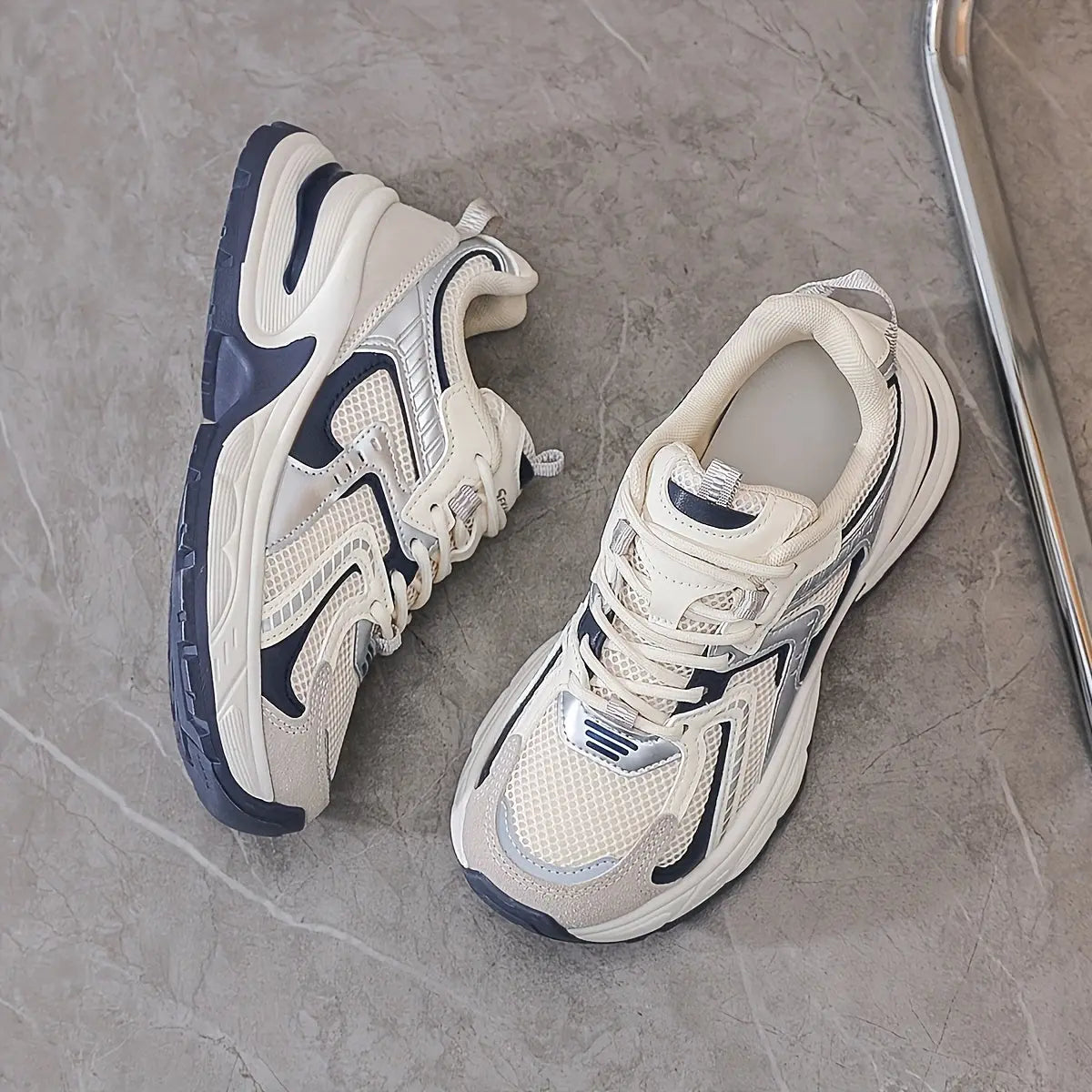 New Women'S Breathable Mesh Thick-Soled Height-Increasing Sports Shoes with Laces, Stylish And Comfortable Casual Shoes, Lightweight And Versatile Running Shoes with Soft Soles Suitable for Everyday Wear in All Seasons, Dad Shoes Dropshipman