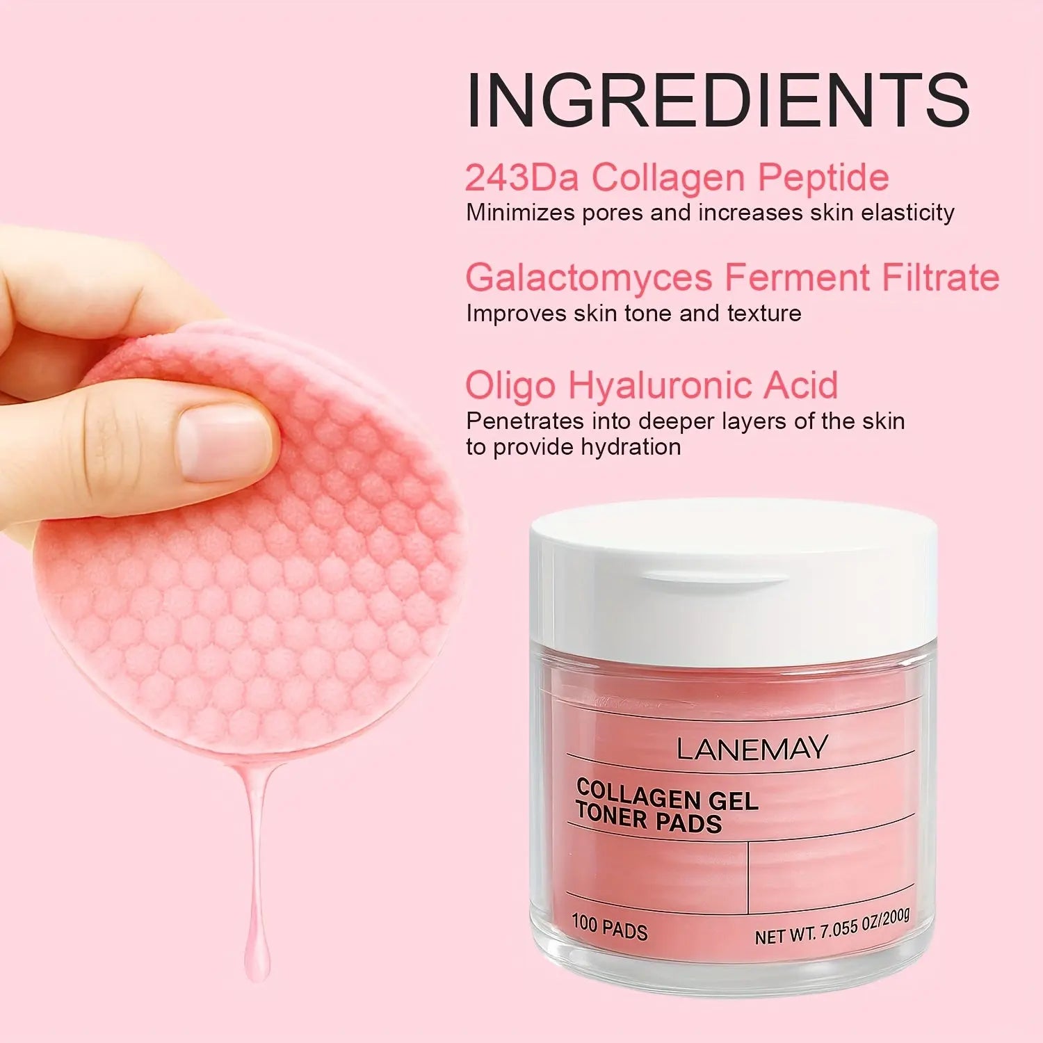 100 Collagen Gel Toner Pads - Effectively Cleanse Pores And Impurities, Enhance Skin Tone And Texture, Prevent Breakouts, And Regulate Oil Production - Perfect for Oily, -Prone, Or Combination Skin Types Dropshipman