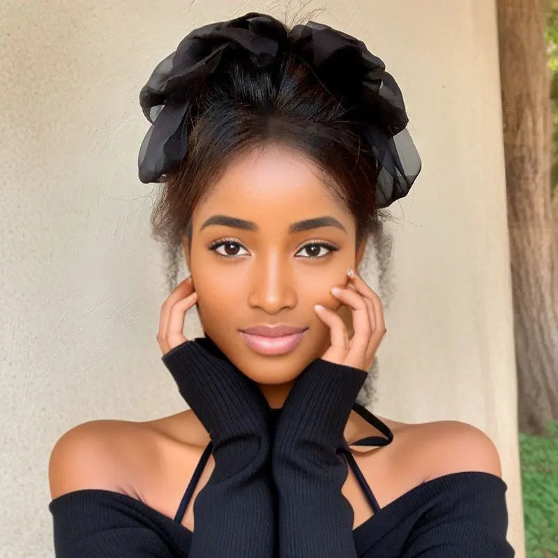 1pc Elegant Gauze Bowknot Hair Clip, Fashionable Black Big Bow Hairpin, Cute Sweet Style Headwear, Ideal Birthday Gift, Bows for Hair Dropshipman