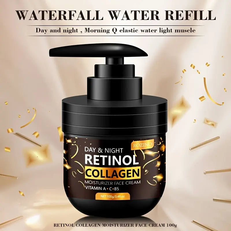 100g Retinol and Collagen Moisturizing Cream in a Black Press-top Can. It Has a Fine and Rich Texture, Moisturizes the Skin, Makes the Skin More Elastic, and Presents a Hydrated and Plump Skin Condition. Dropshipman