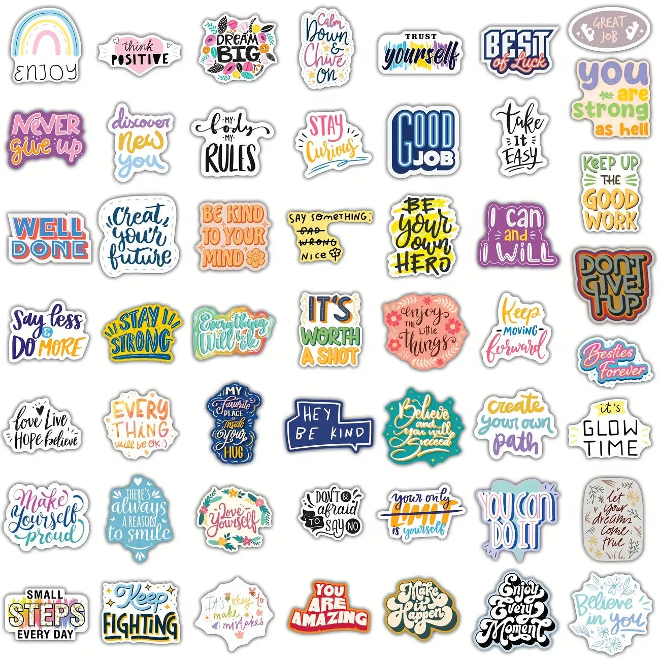 100pcs Inspirational Stickers Pack, Motivational Stickers For Water Bottle Vinyl Quote Stickers, Affirmation Positive Stickers For Journaling Computer Decals Laptop For MacBook Phone Case Dropshipman