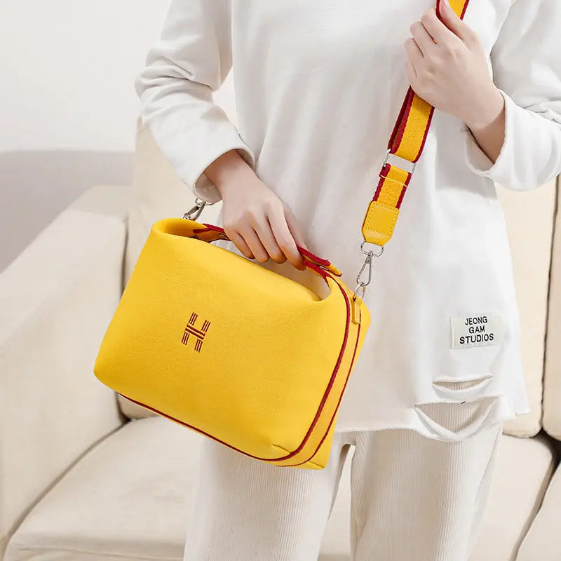 New Women'S Bag in Solid Color Canvas, Large Capacity Minimalist Makeup Bag, Korean-Style Shoulder Crossbody Bag. Dropshipman