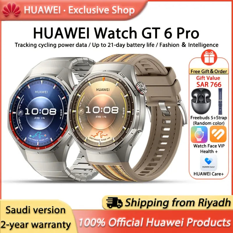 HUAWEI WATCH GT 6 Pro 46mm Smart Watch, 1.47'' Display, Up to 21 Days Battery Life, Compatible with IOS & Android, Health Monitor, Analysis, Health+ And Watch Face VIP, Shipped From Riyadh Dropshipman