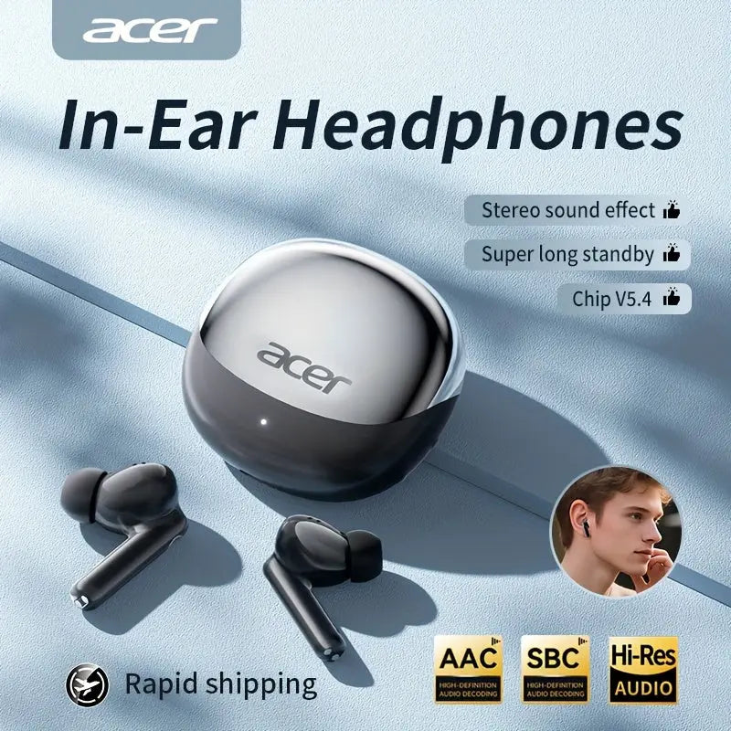 [Acer Official Genuine Product] In-Ear Design | TWS Wireless Earbuds | Stereo | Deep Bass | Low Latency for Calls | Comfortable Fit (For Study/Business/Sports/Running/Fitness) | Portable Design | Multi-Device Compatibility (Phone/Tablet/Laptop) | Re Dropshipman