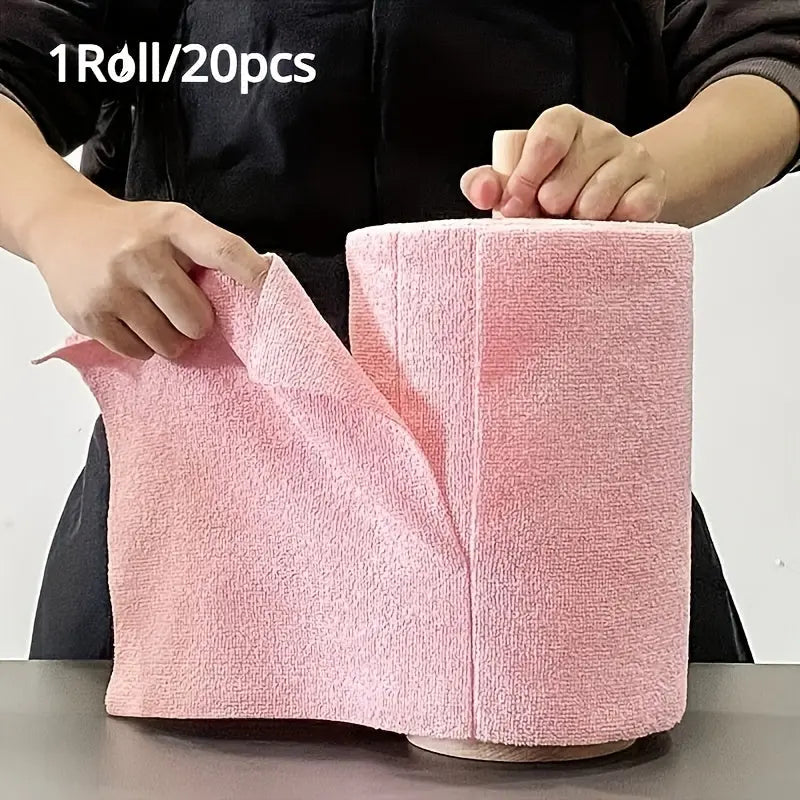 1 Roll (4m Length) Reusable Cleaning Cloths Suitable, Wet Wipes, Dish Towels - Washable & Reusable Wet Wipes with Perforated Tear-Off Sheets,, Multipurpose Cloth for Dishes, Spills, Household Cleaning Dropshipman