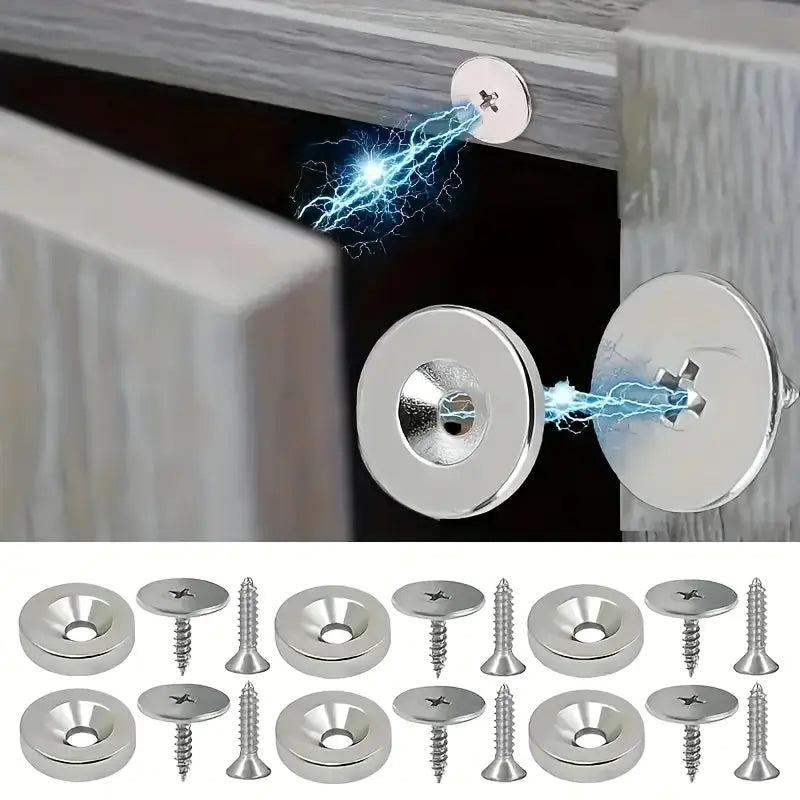 18/12/6pcs Cabinet Door Magnetic Closure Metal Magnetic Catch for Hidden Closing - Suitable for Various Materials, Kitchen Glass Doors, and Furniture Cabinets Dropshipman